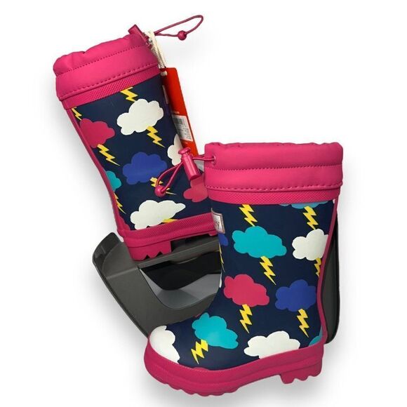 Hatley Lighting Clouds Sherpa Lined Rain Boots F21LBK1569 Toddler 6 - Picture 1 of 11